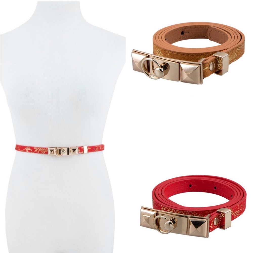 •Locked & Studded• Skinny Accent Belt